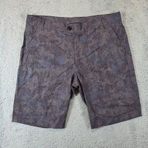 Greyson Montauk Golf Shorts Mens 36 Grey Blue Herringbone Performance 10" Inseam